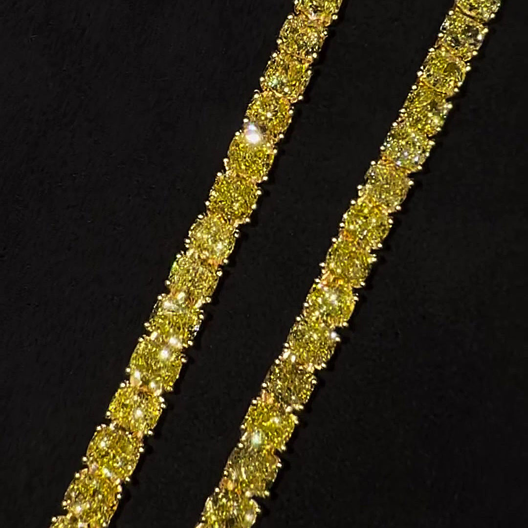 Cushion Cut Yellow Sapphire Pendant Cross Men's Necklace