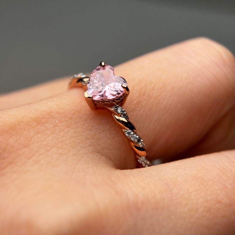 Romantic Rose Gold 2ct Heart Cut Pink Sapphire Engagement Ring