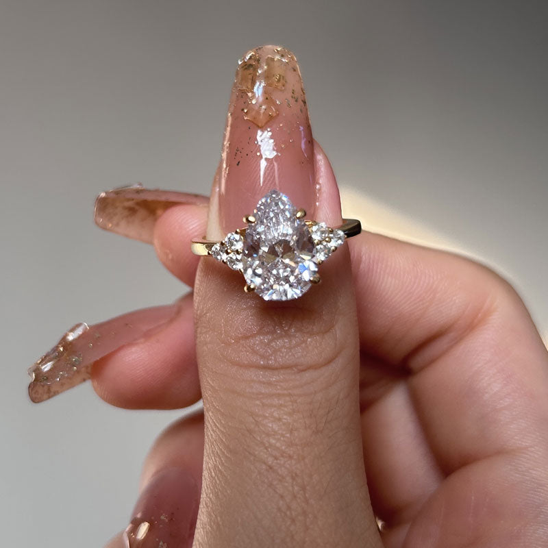 4ct Pear Cut White Sapphire Engagement Ring