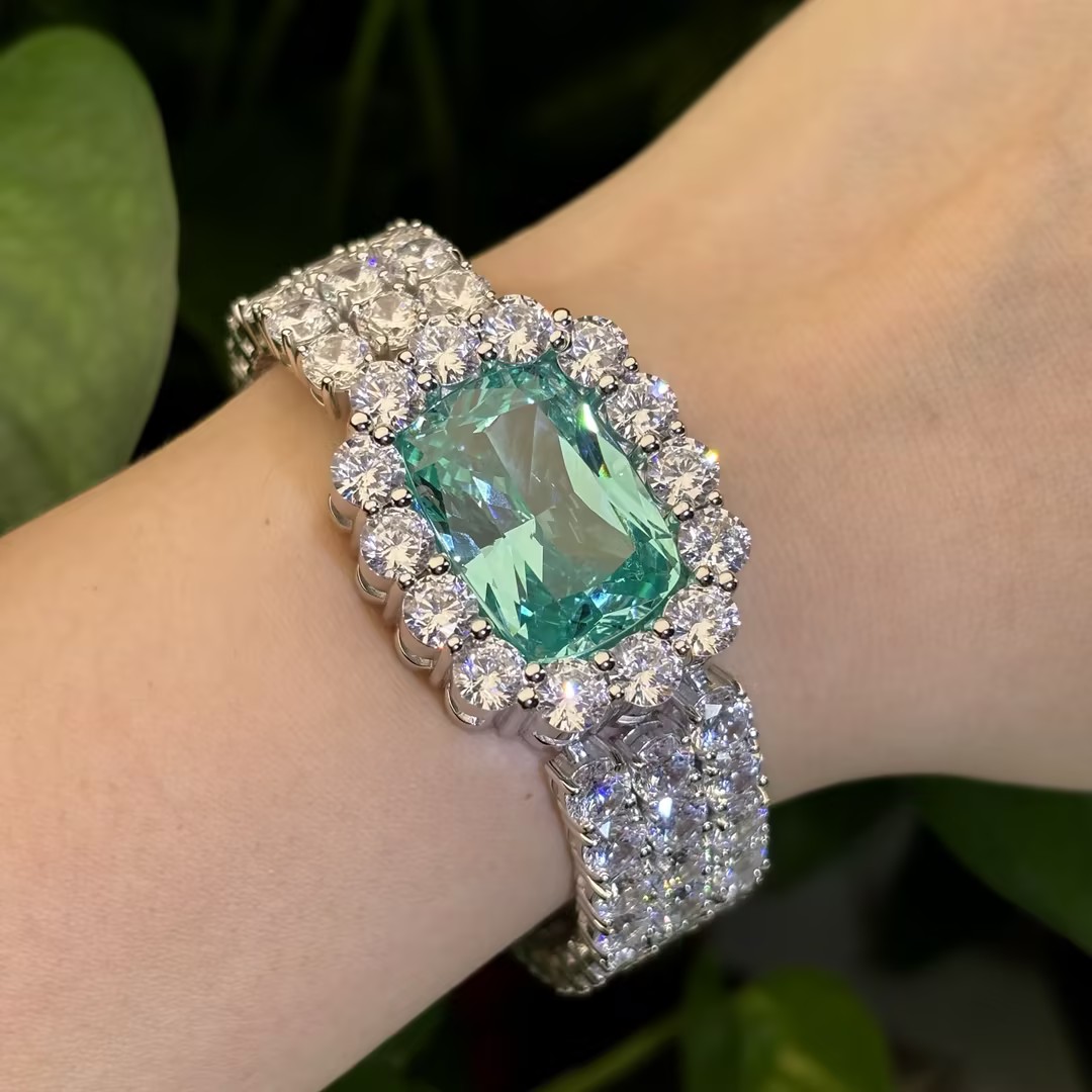 Original Design - Cushion Cut Paraiba Sapphire Bracelet