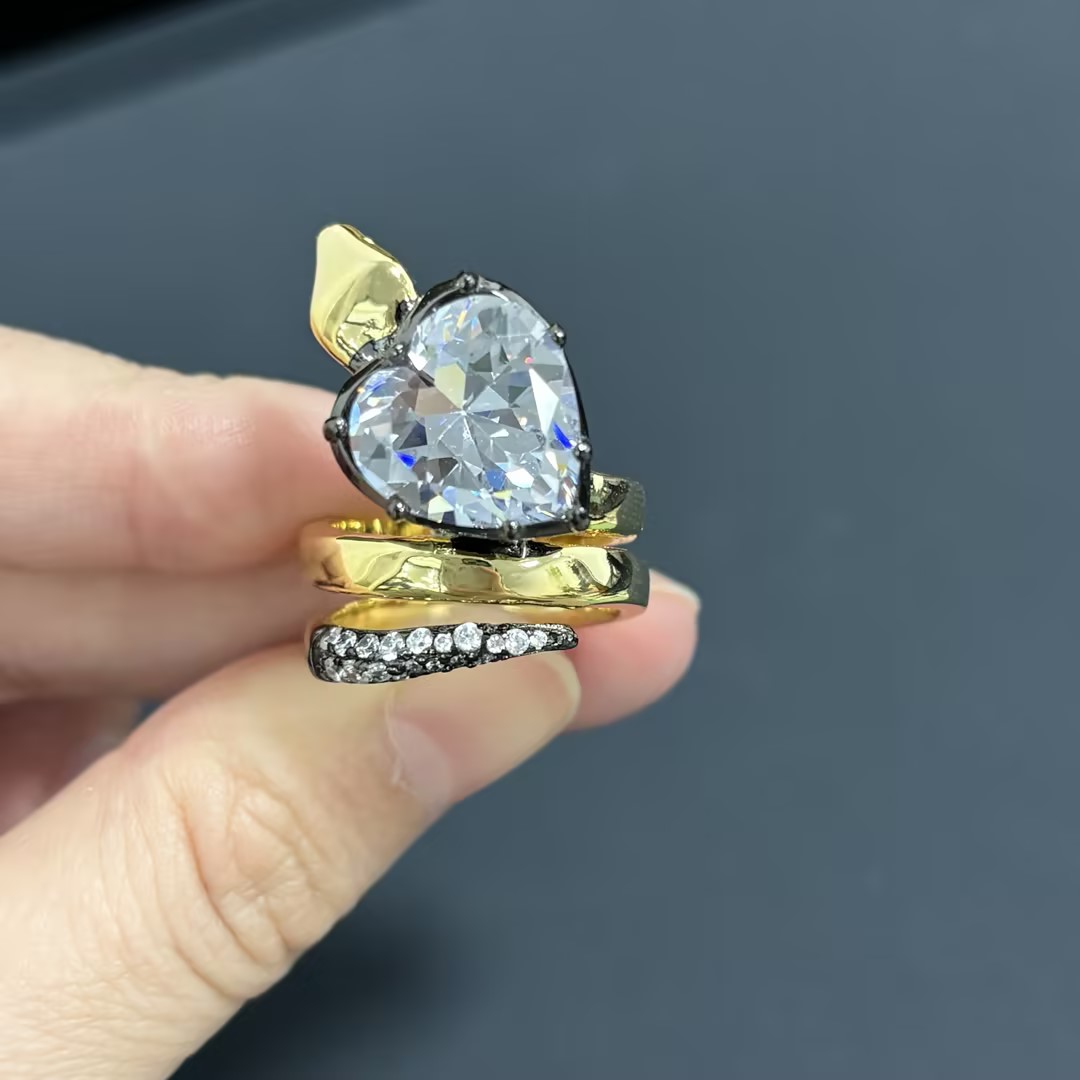 3ct Snake Heart Cut White Sapphire Engagement Ring