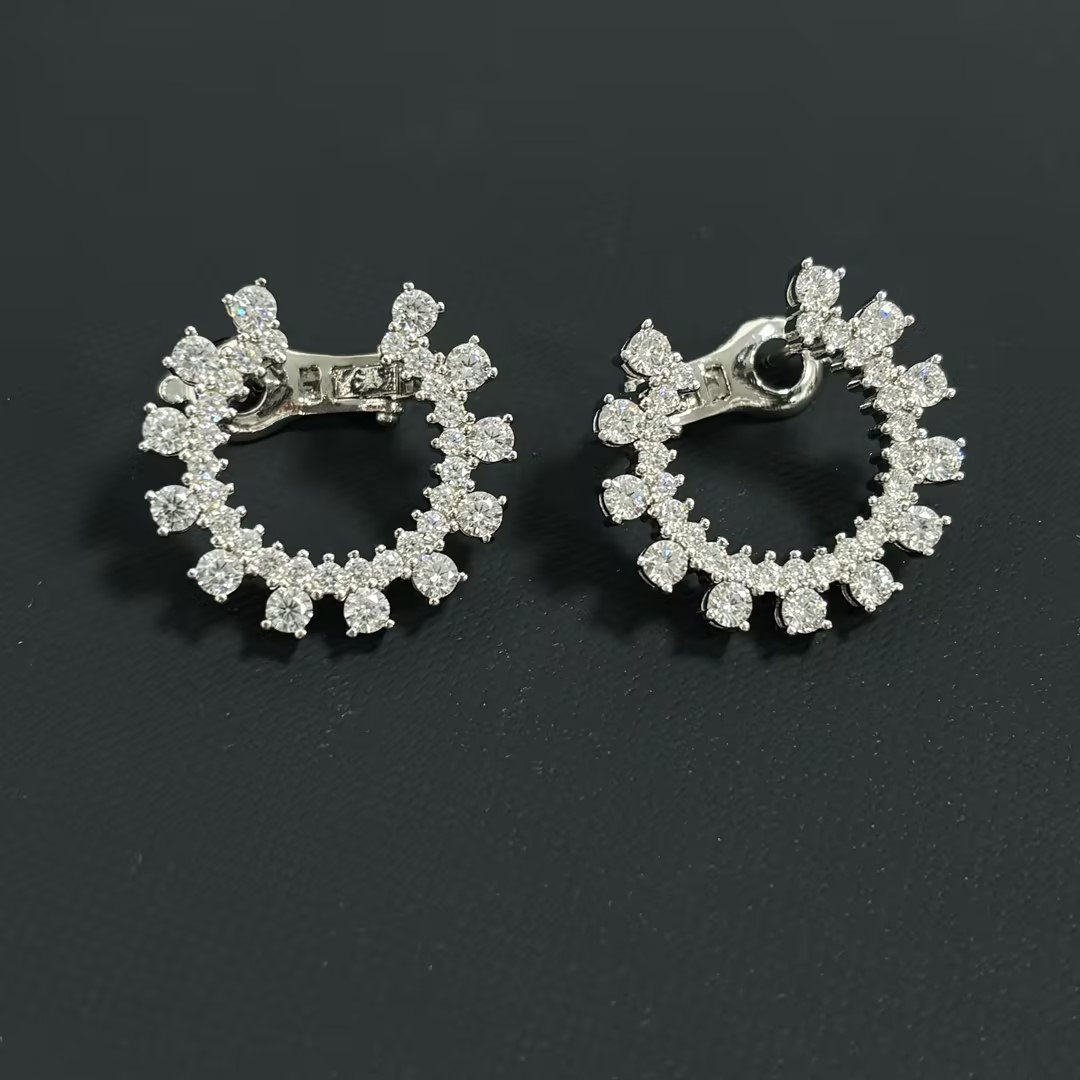 Unique Round Cut White Sapphire Hoop Earrings