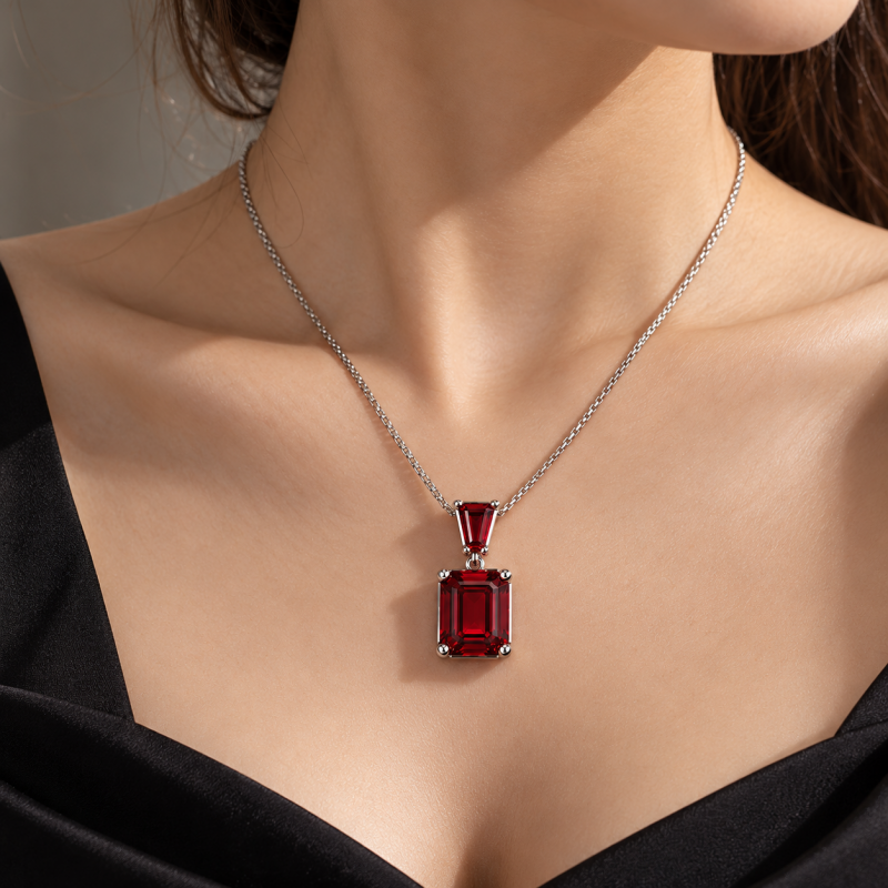 Emerald & Fancy Cut Garnet Sapphire Necklace