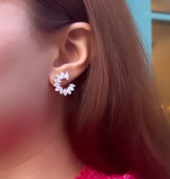 Marquise Cut White Gemstone Morden Earrings