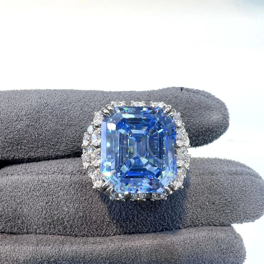 Titan of Ice Emerald Cut Aquamarine Ring