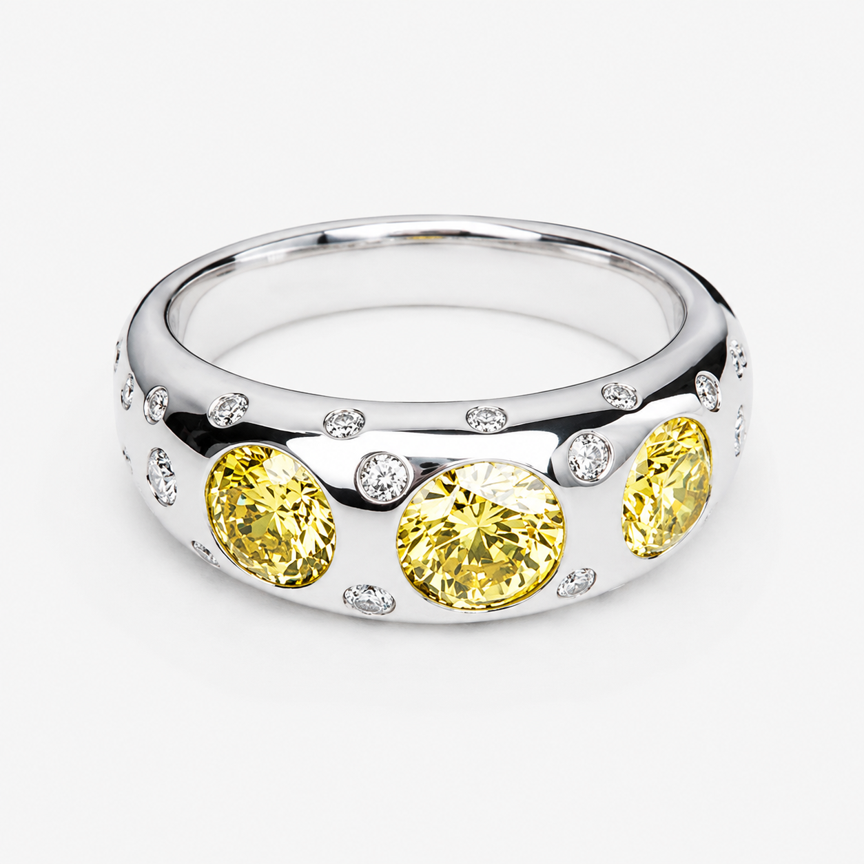 5.15ct Round Cut Yellow / Blue Sapphire Engagement Ring (2 Color Options)