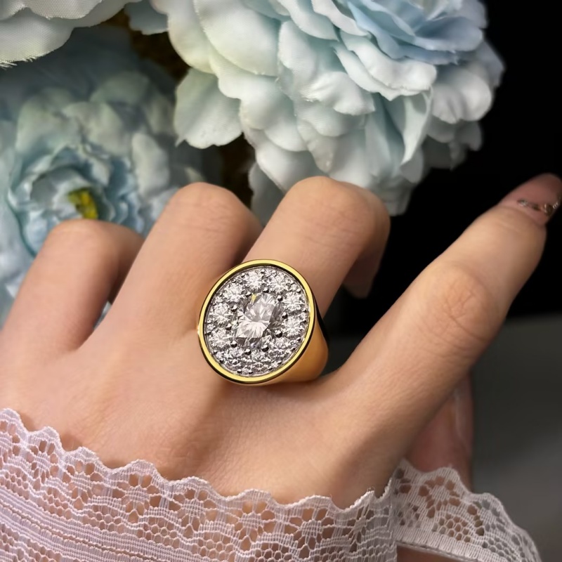 1.5ct Oval Cut White Moissanite Cocktail Ring