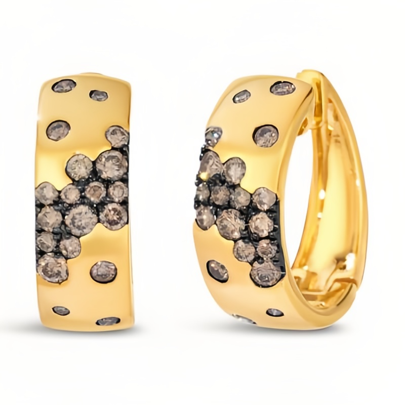 Scattered Round Cut Chocolate Sapphire Hoop Earrings