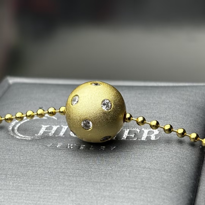 Round Cut White Sapphire Spherical Pendant Necklace