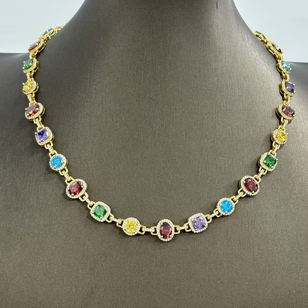Fashion Multi-cut Rainbow Necklace for Men in Gold