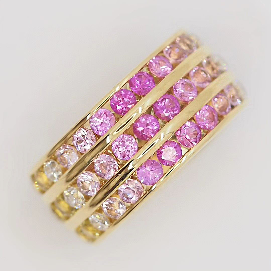 7.85ct Round Cut Rainbow Sapphire Eternity Ring