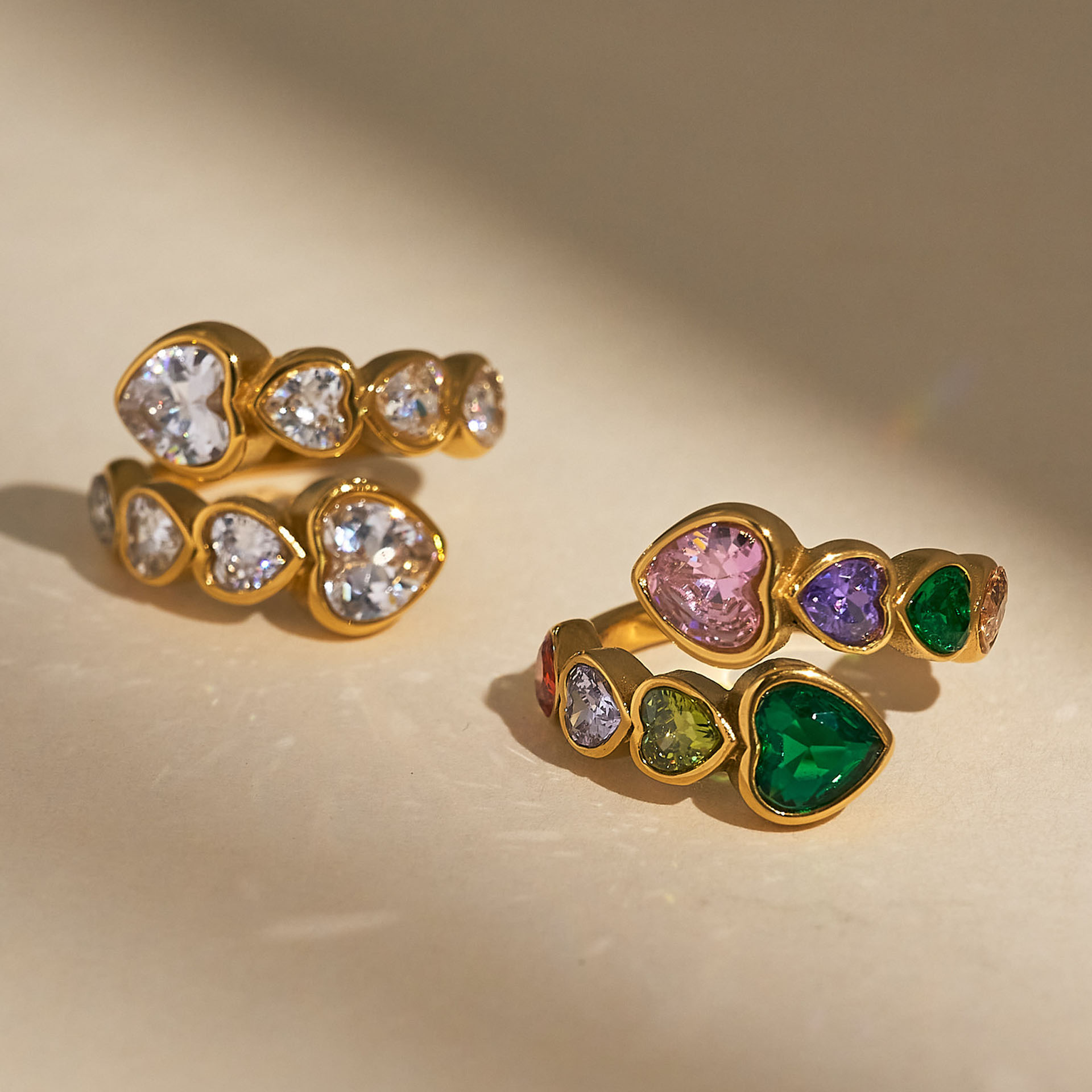 2.5ct Bezel Setting Heart Cut Multi-color Wedding Band