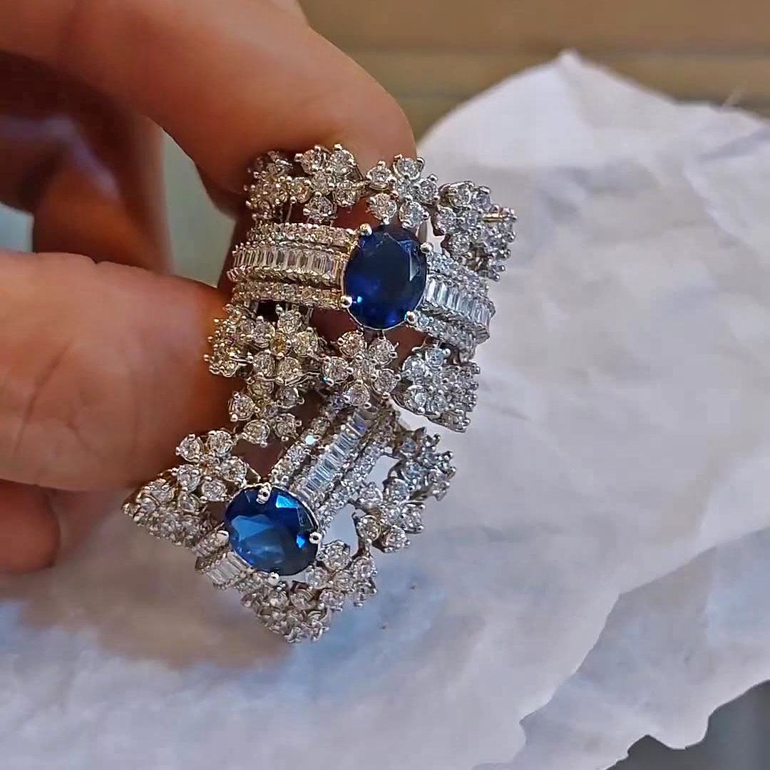 3ct Oval Cut Blue Sapphire Cocktail Ring