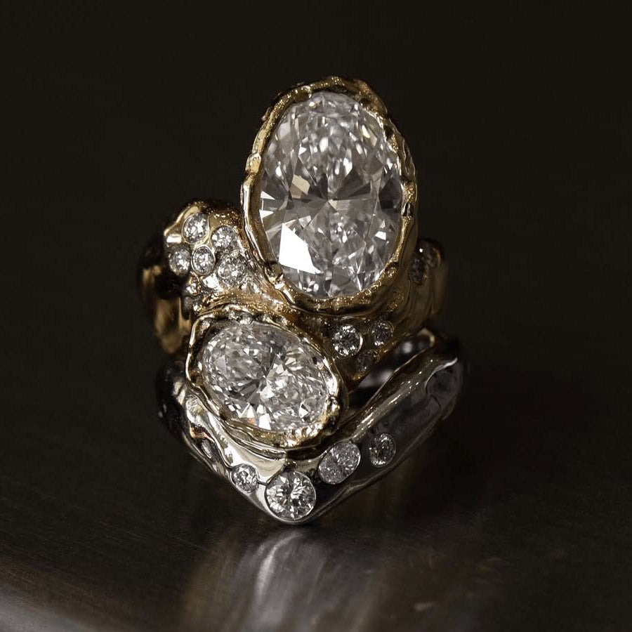 Oval Cut White Sapphire Irregular Unisex Ring / 1 Piece