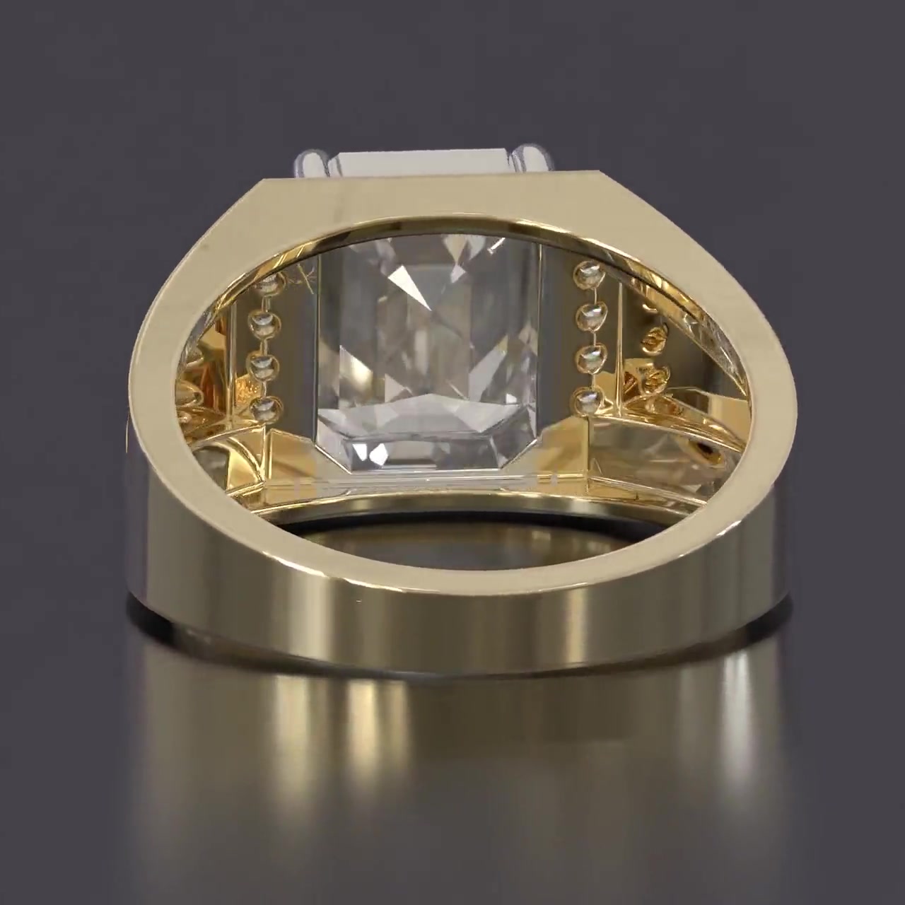 7ct Emerald Cut White Sapphire Engagement Ring For Men