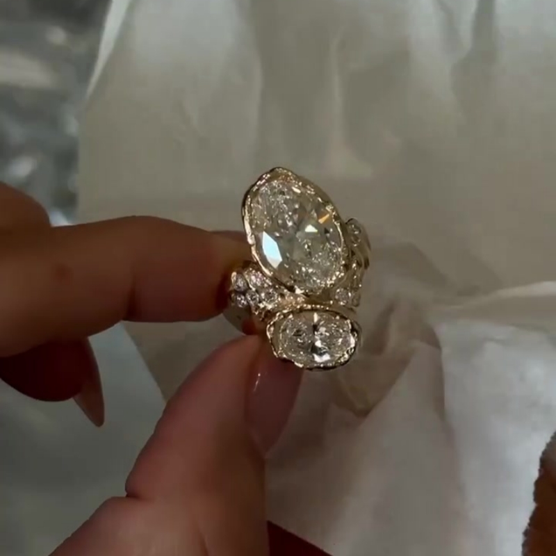 Oval Cut White Sapphire Irregular Unisex Ring