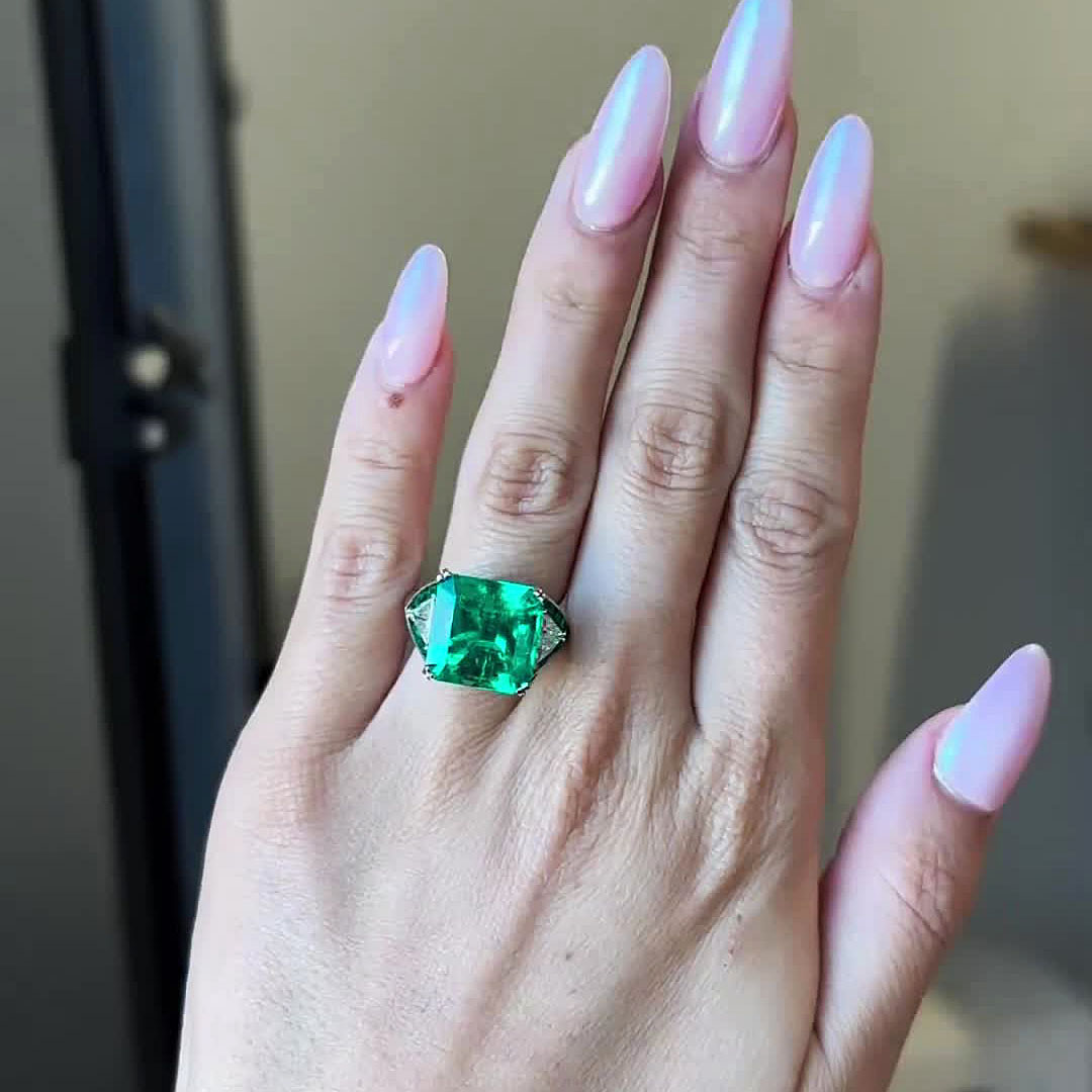 6ct Radiant Cut Emerald Sapphire Engagement Ring