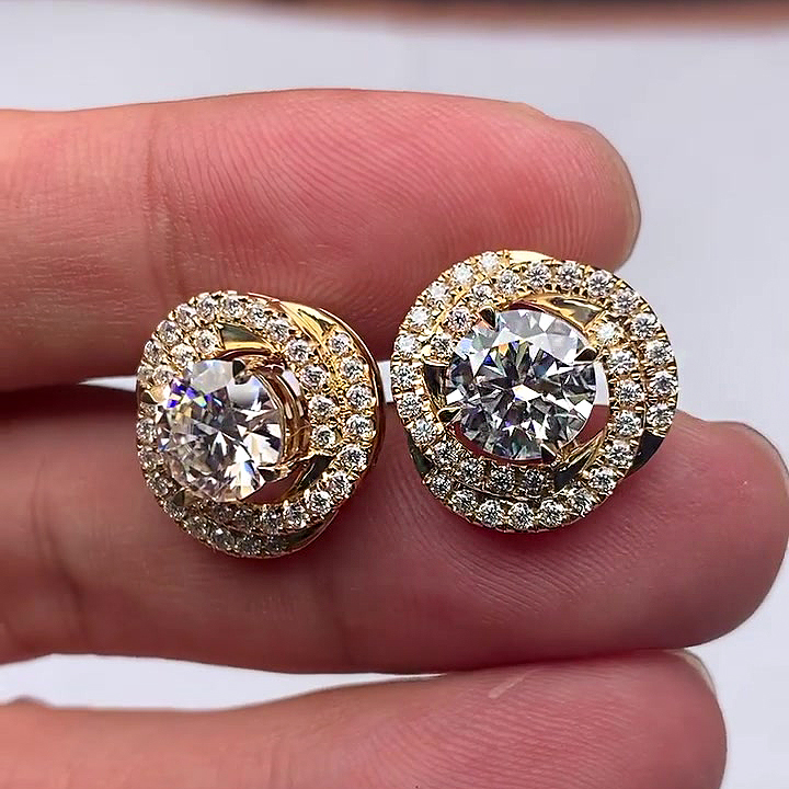 Round Cut White Sapphire Drop Earrings