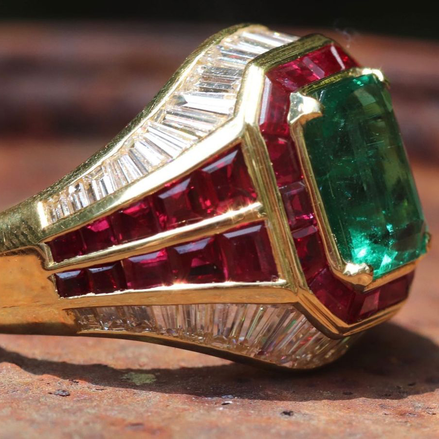 7ct Emerald Cut Emerald SapphireEngagement Ring