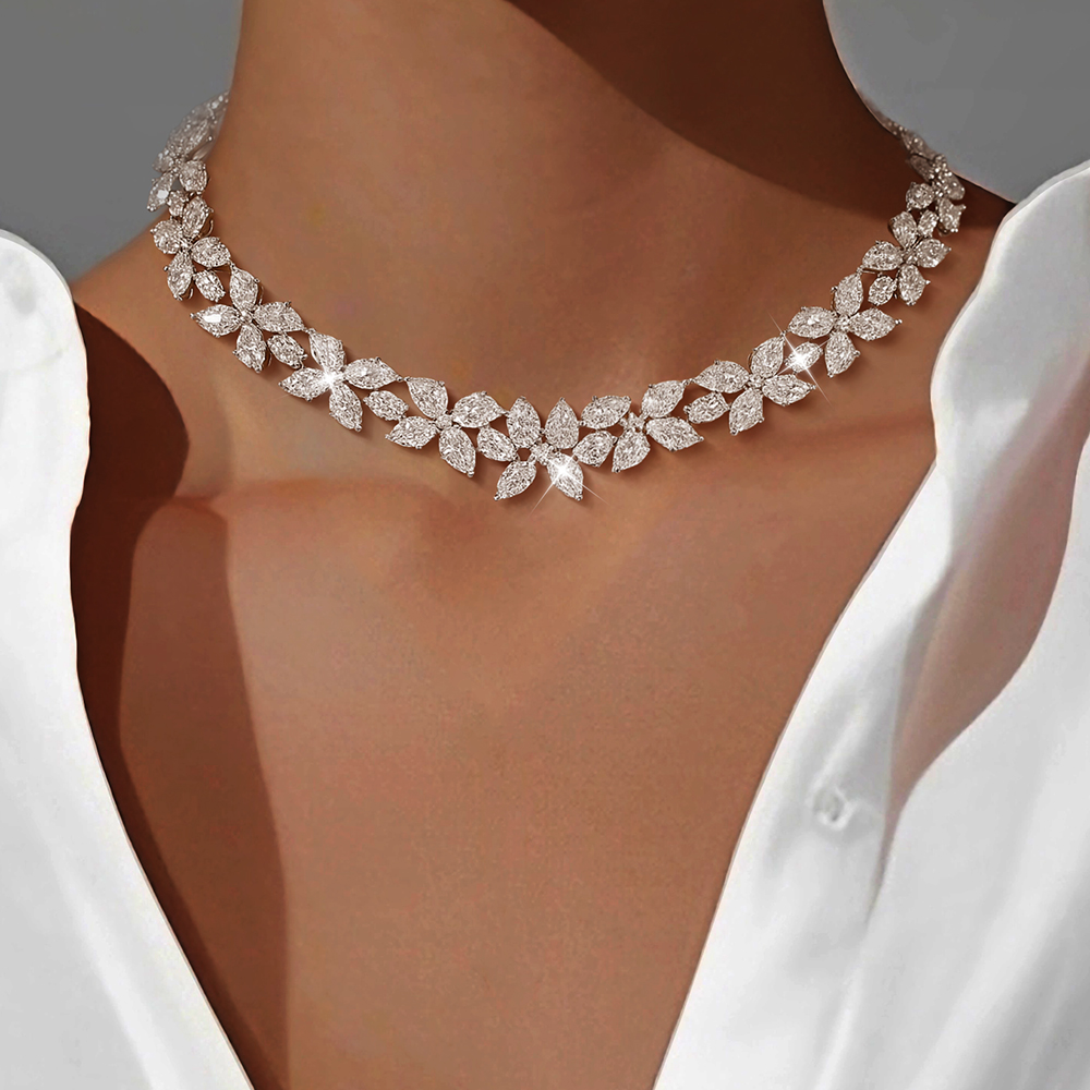 Marquise&Pear Cut White Sapphire Necklace