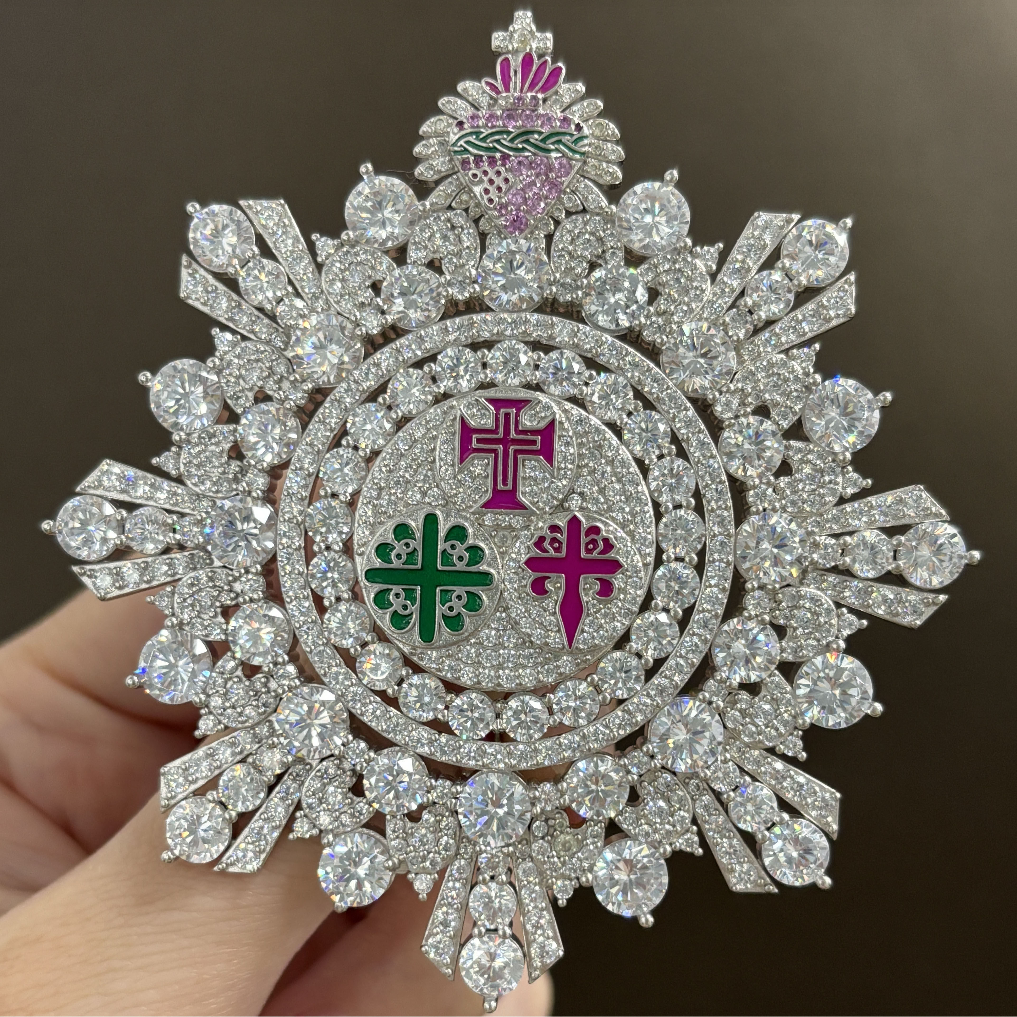 Art Deco Multi-Cut White Sapphire Brooch