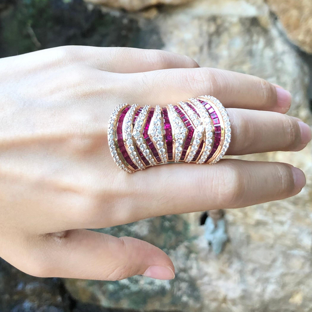 Magnificent 9.77ct Multi-cut Ruby Sapphire Cocktail Ring