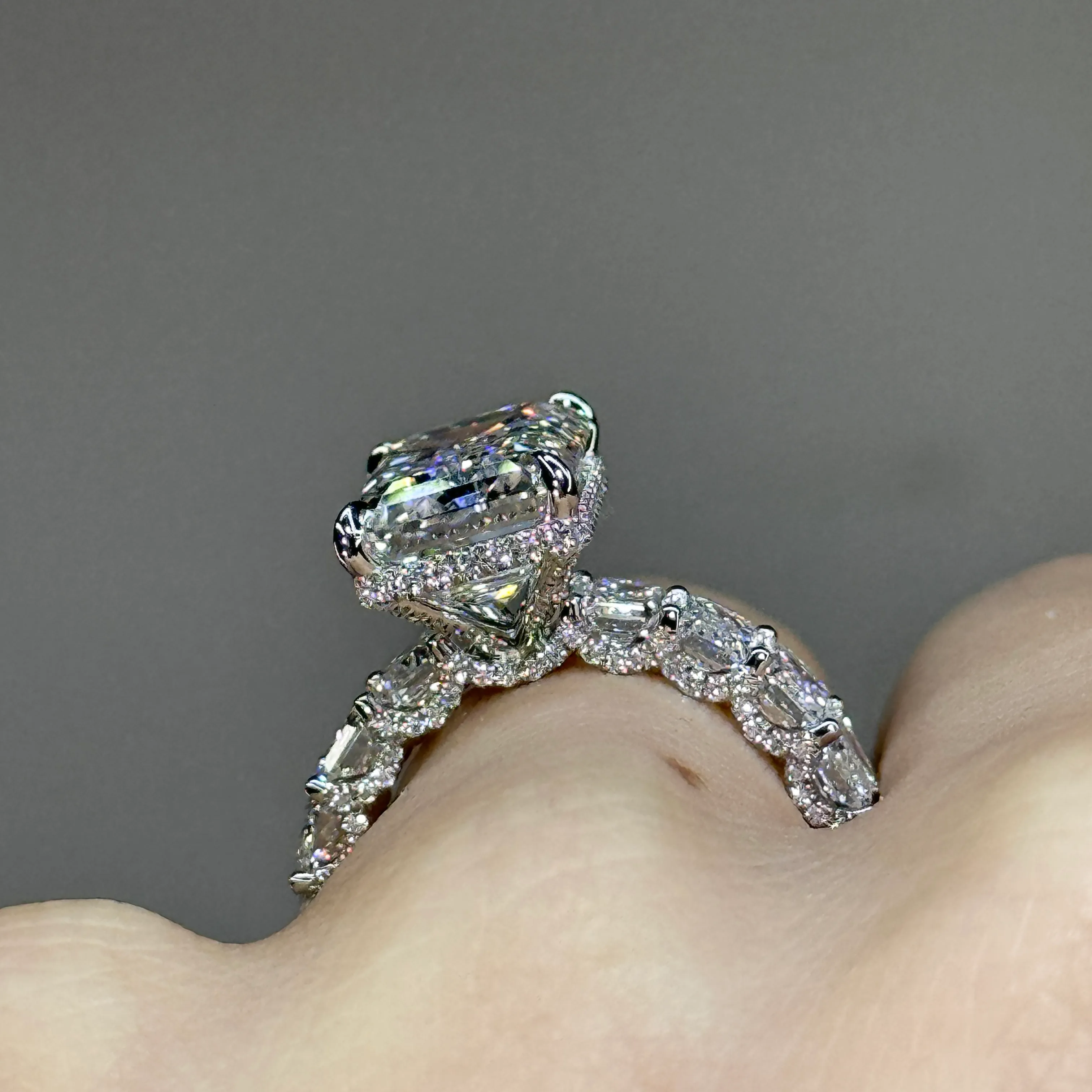 5ct Radiant Cut White Sapphire Engagement Ring