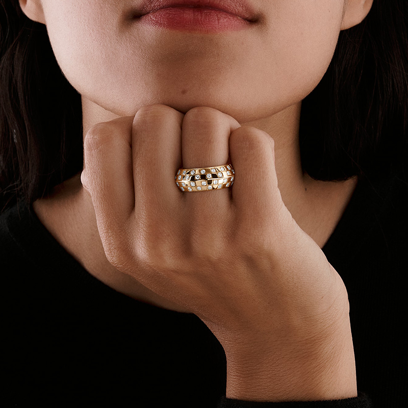 Grid Design 1.3ct Round Cut White Sapphire Men's Band