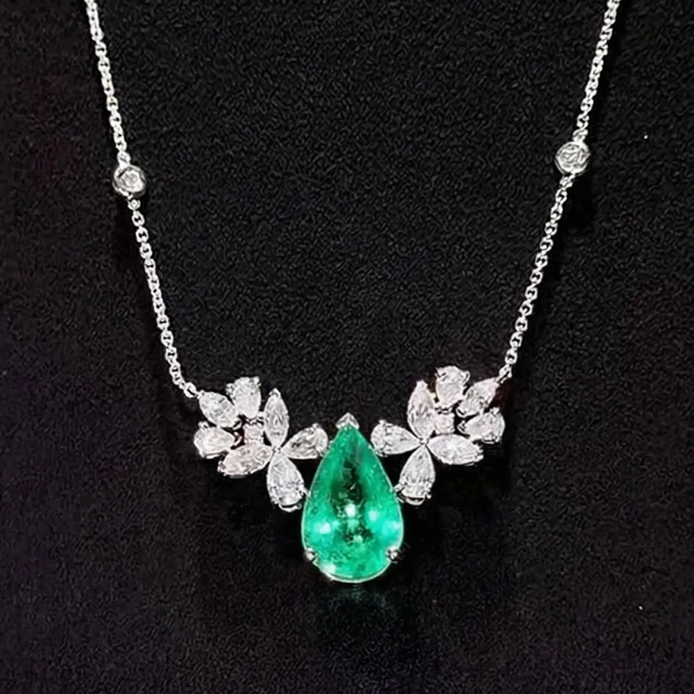 Pear Cut Paraiba Tourmaline & Multi-Cut White Sapphire Layered Necklace Set