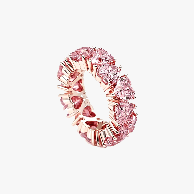 5.75ct Love Heart Cut Light Pink Sapphire Eternity Band