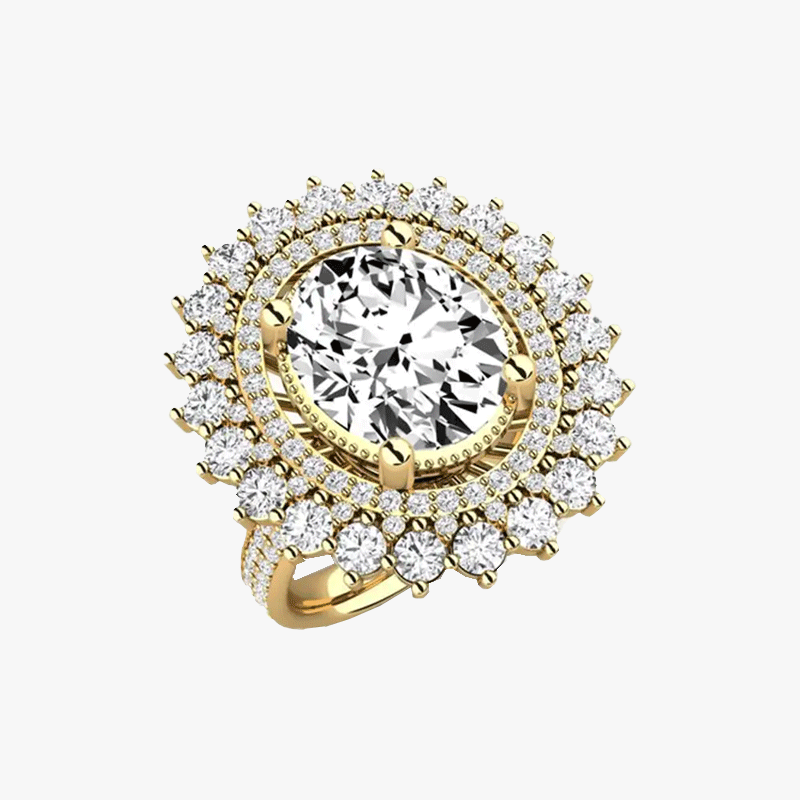 6 Color Options Oval Cut Blue Sapphire Double Halo Ring