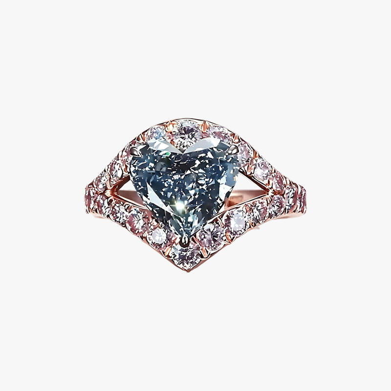 5ct Heart Cut Aquamarine Sapphire Halo Engagement Ring