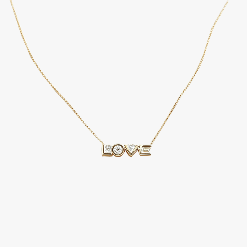 "LOVE" Multi-Cut Gemstone Letter Necklace