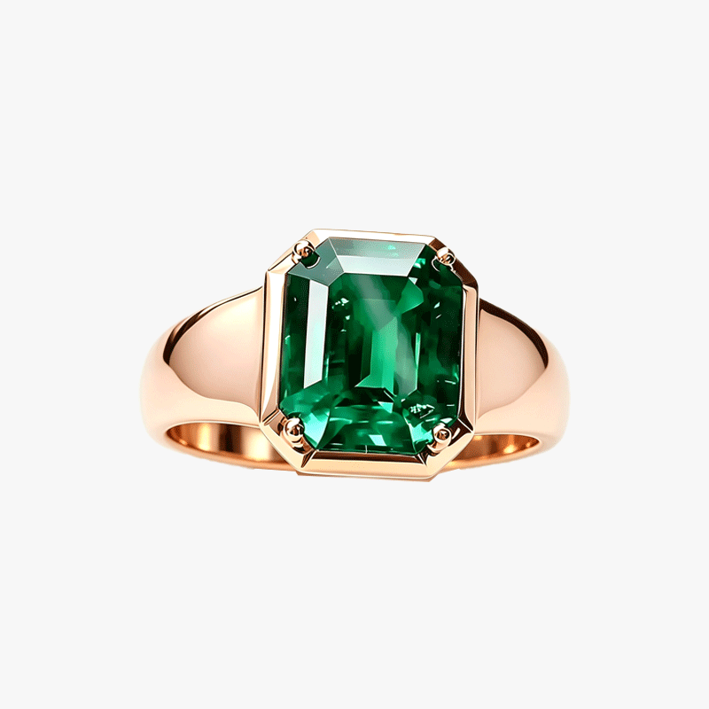 5ct Emerald Cut Vivid Green Emerald Solitaire Ring