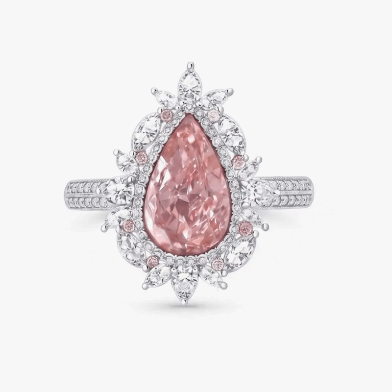 Original Design - 3ct Pear Cut Pink / Aquamarine Sapphire Engagement Ring