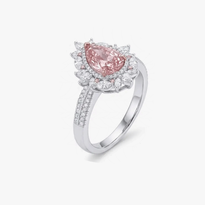 Original Design - 3ct Pear Cut Pink / Aquamarine Sapphire Engagement Ring