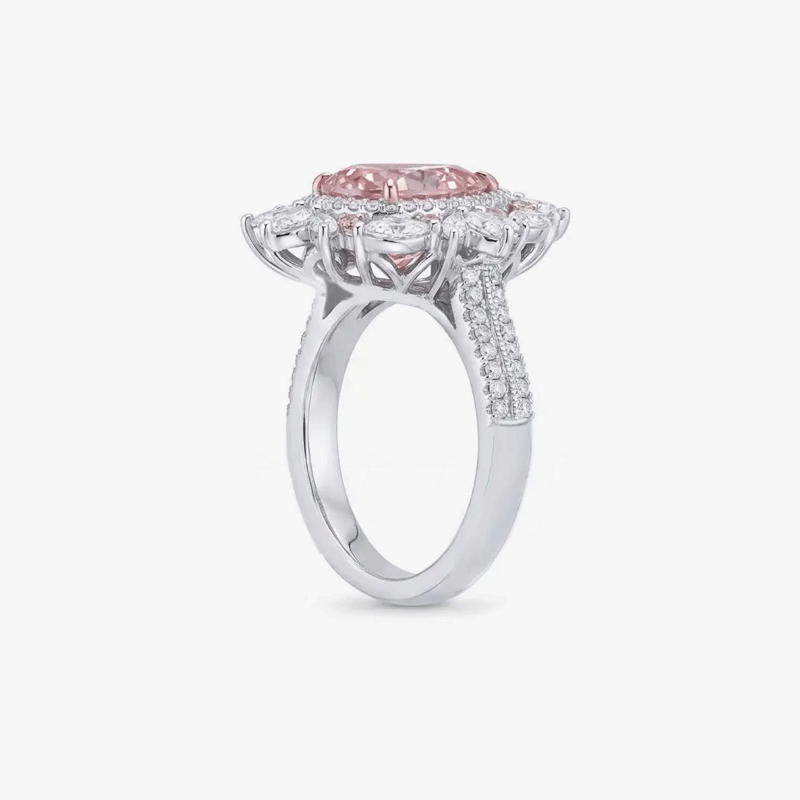 Original Design - 3ct Pear Cut Pink / Aquamarine Sapphire Engagement Ring