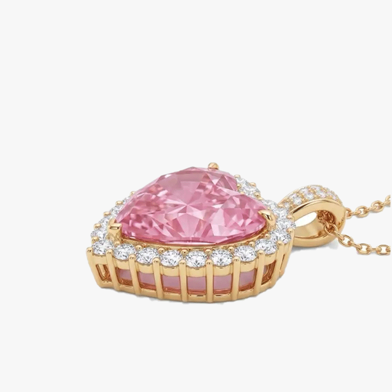 8ct Heart Cut Pink Sapphire Necklace