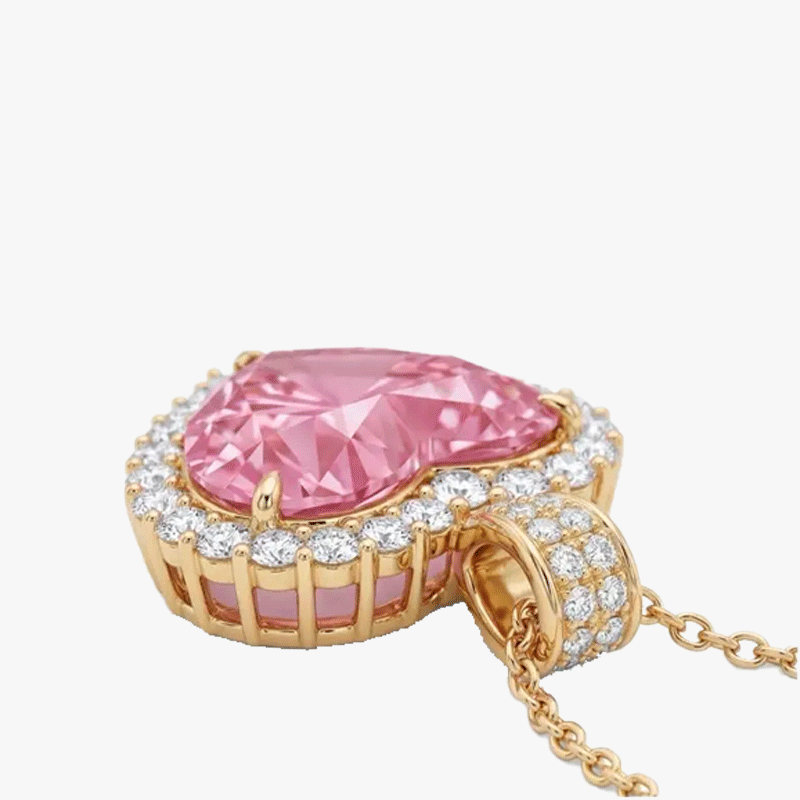8ct Heart Cut Pink Sapphire Necklace