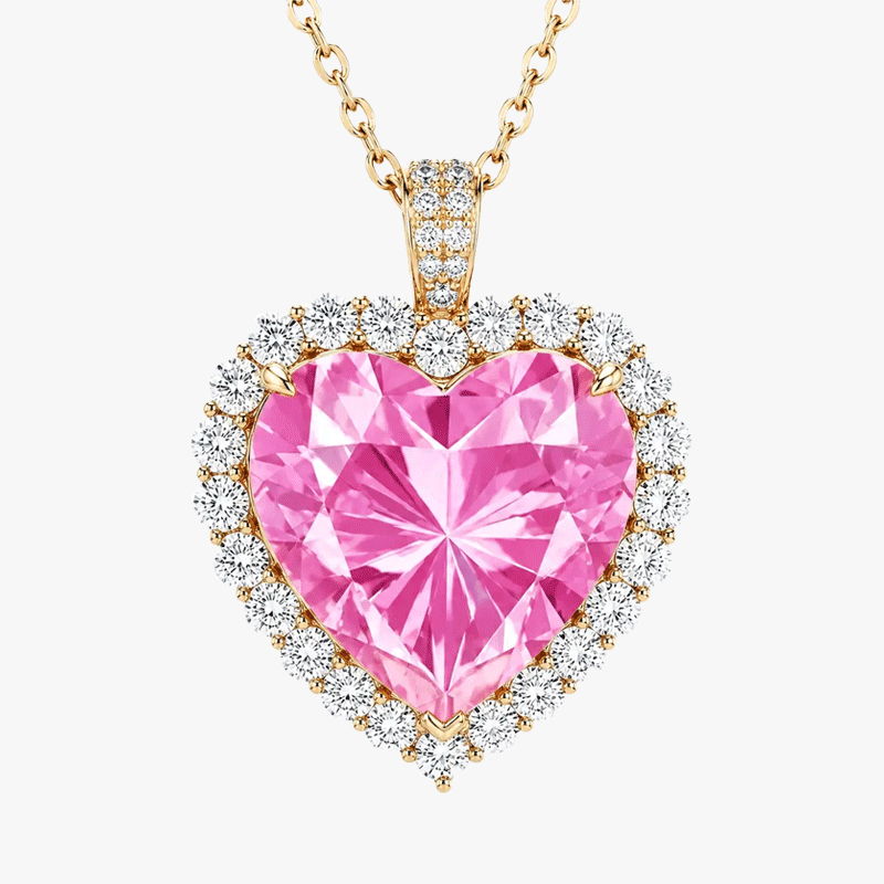 8ct Heart Cut Pink Sapphire Necklace