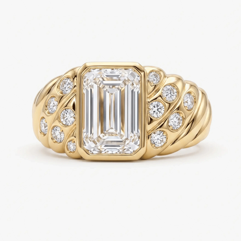 Original Design - 4ct Emerald Cut White Sapphire Engagement Ring