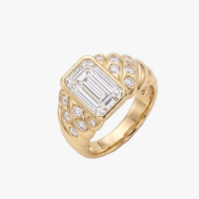 Original Design - 4ct Emerald Cut White Sapphire Engagement Ring