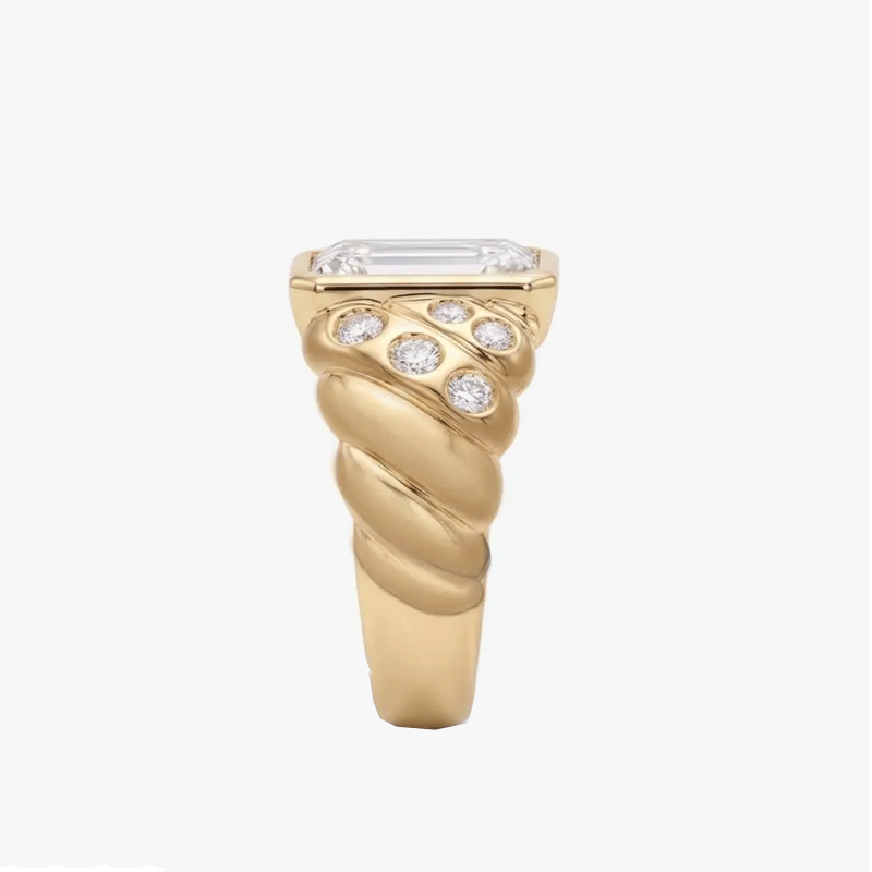 Original Design - 4ct Emerald Cut White Sapphire Engagement Ring