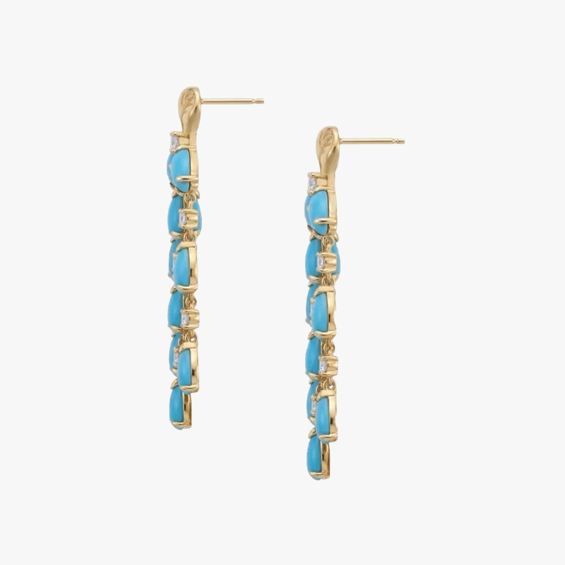 Original Design - Pear Cut Turquoise & White Sapphire Dangle Earrings