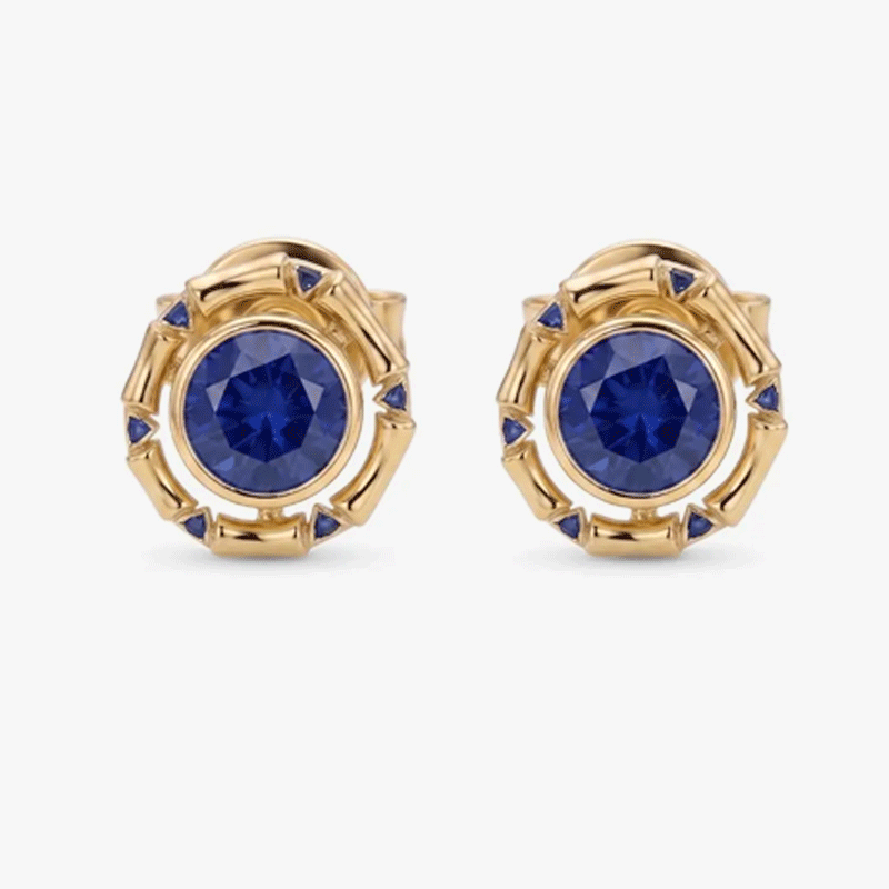Original Design - 2ct Round Cut Blue Sapphire Studs Earrings