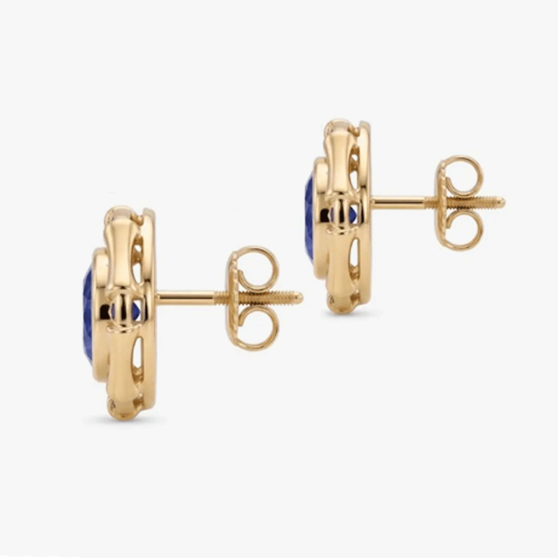 Original Design - 2ct Round Cut Blue Sapphire Studs Earrings