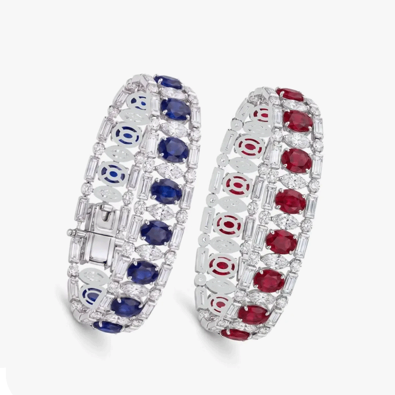 Original Design -Ruby / Blue & White Sapphire Bracelet