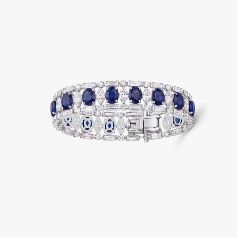 Original Design -Ruby / Blue & White Sapphire Bracelet