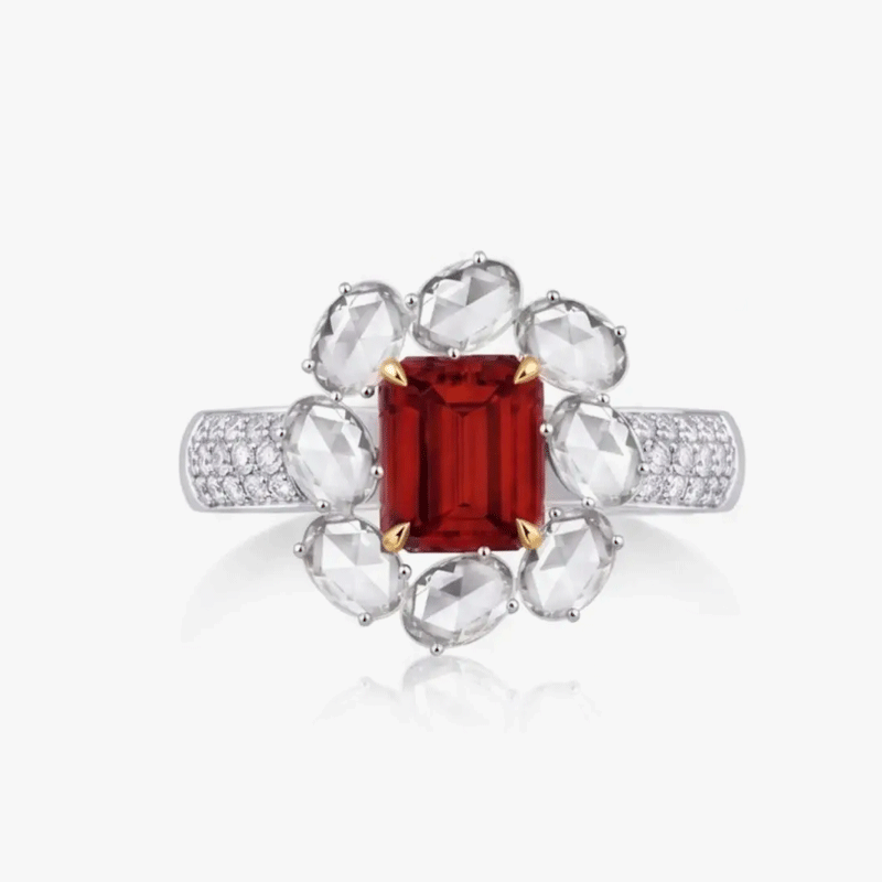 Original Design - 4ct Emerald Cut Ruby Sapphire Engagement Ring
