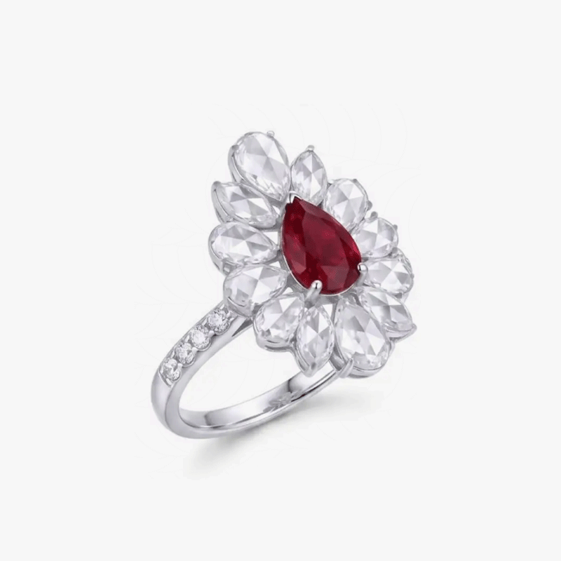 Original Design - 2ct Pear Cut Ruby Sapphire Engagement Ring